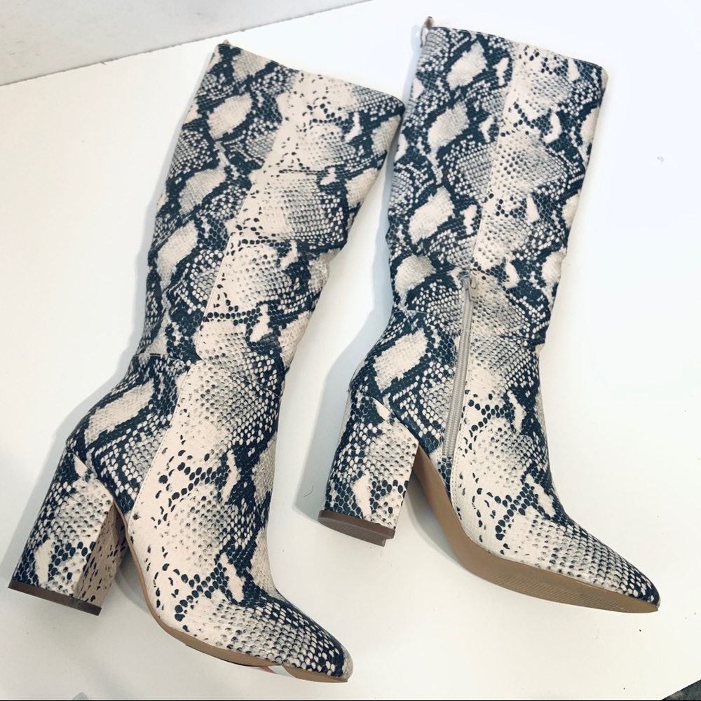 Steve Madden snake skin block heel tall boot - Picture 3 of 8